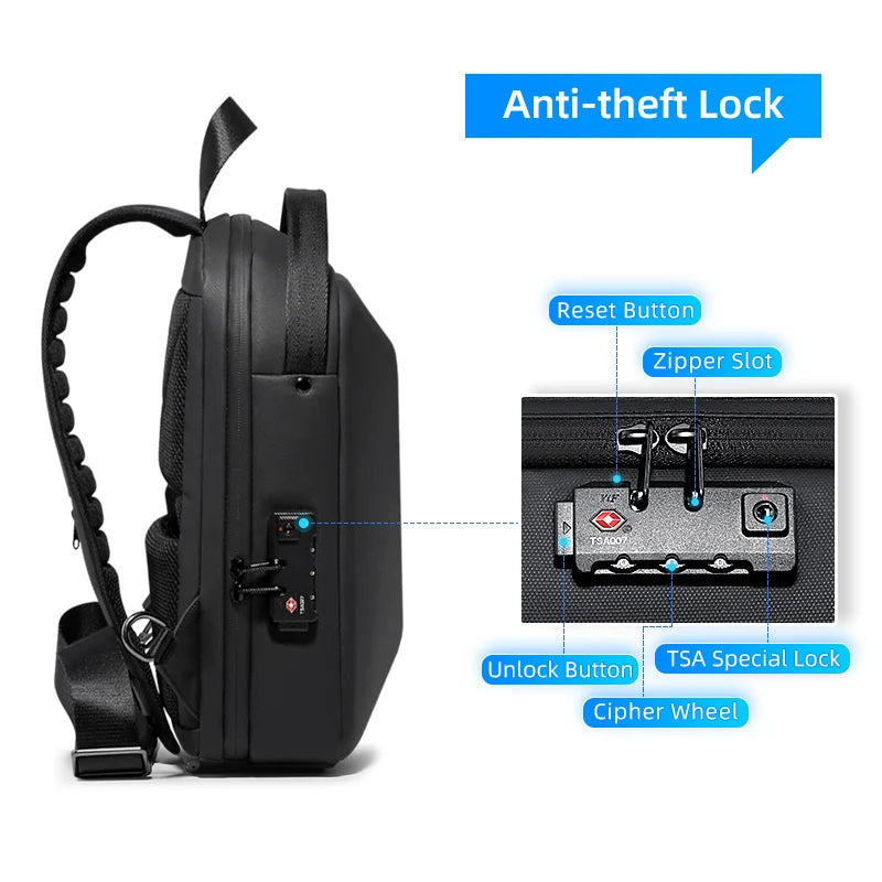 Men's Multifunctional Anti-Theft Waterproof Crossbody Shoulder Bag with USB Charging for Casual Short Trips