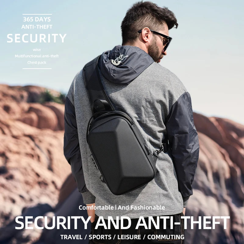 Men's Multifunctional Anti-Theft Waterproof Crossbody Shoulder Bag with USB Charging for Casual Short Trips