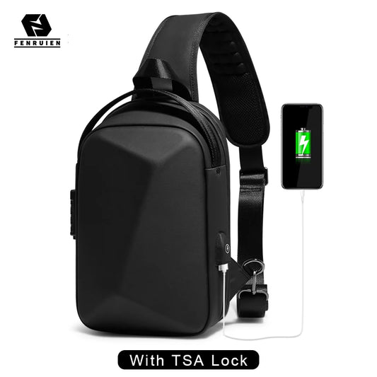 Men's Multifunctional Anti-Theft Waterproof Crossbody Shoulder Bag with USB Charging for Casual Short Trips