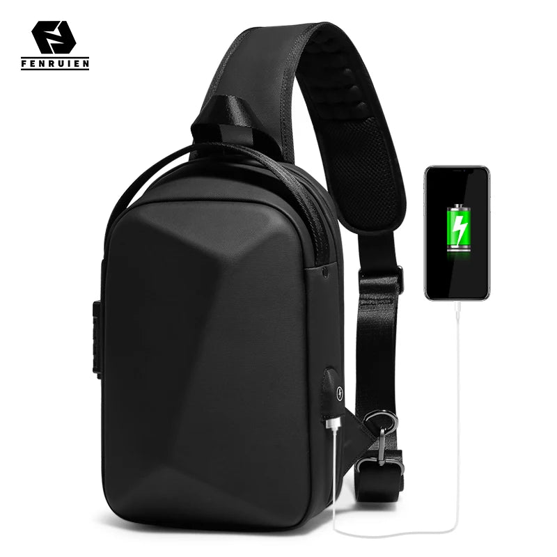 Men's Multifunctional Anti-Theft Waterproof Crossbody Shoulder Bag with USB Charging for Casual Short Trips