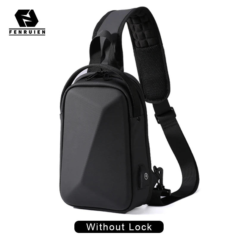 Men's Multifunctional Anti-Theft Waterproof Crossbody Shoulder Bag with USB Charging for Casual Short Trips