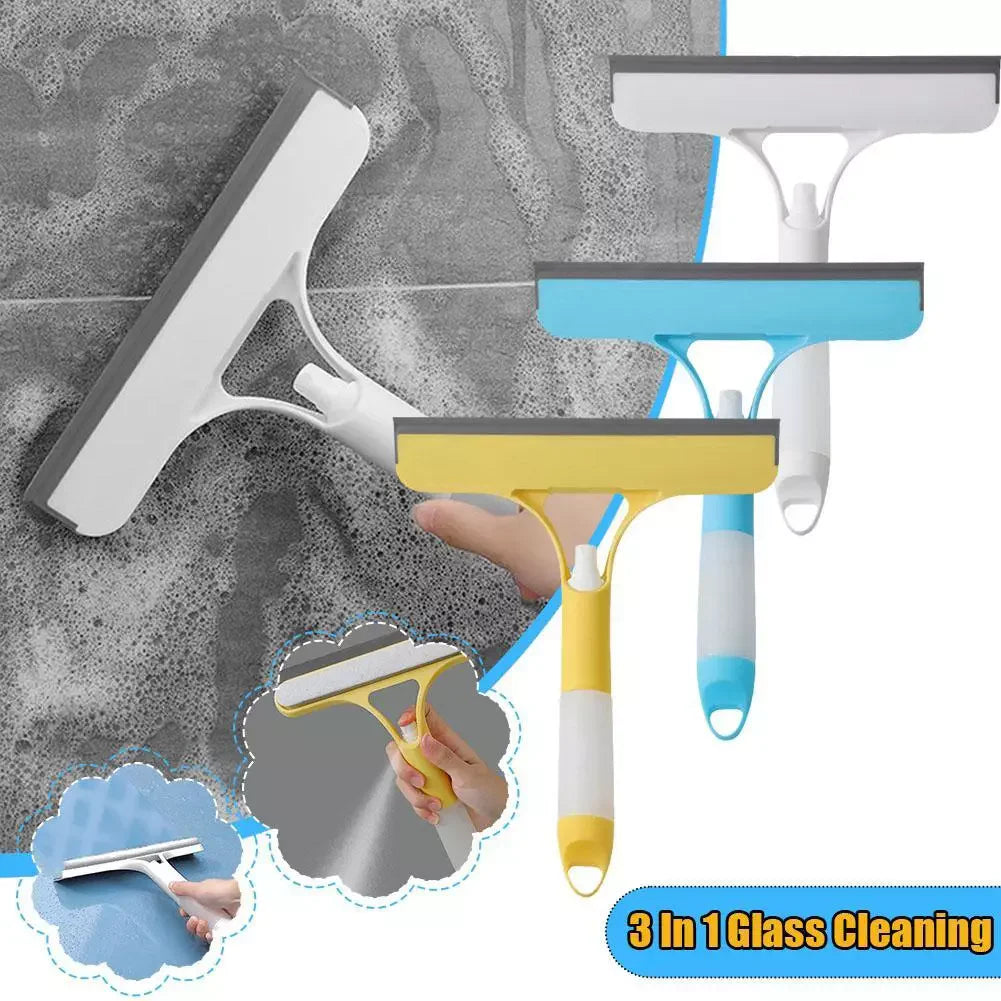 3-In-1 Shower Scraper Cleaner Car Glass Cleaning Mirror with Watering Can Squeegee Cleaning Brush Automotive Rubber Brush