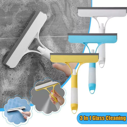 3-In-1 Shower Scraper Cleaner Car Glass Cleaning Mirror with Watering Can Squeegee Cleaning Brush Automotive Rubber Brush