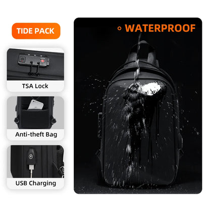 Men's Multifunctional Anti-Theft Waterproof Crossbody Shoulder Bag with USB Charging for Casual Short Trips