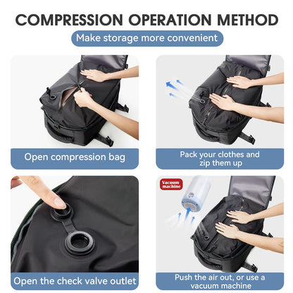 Vacuum Backpack Travel Bag for Men Large Capacity Backpack Business Laptop Backpack Women Men Expandable Backpack School Bag