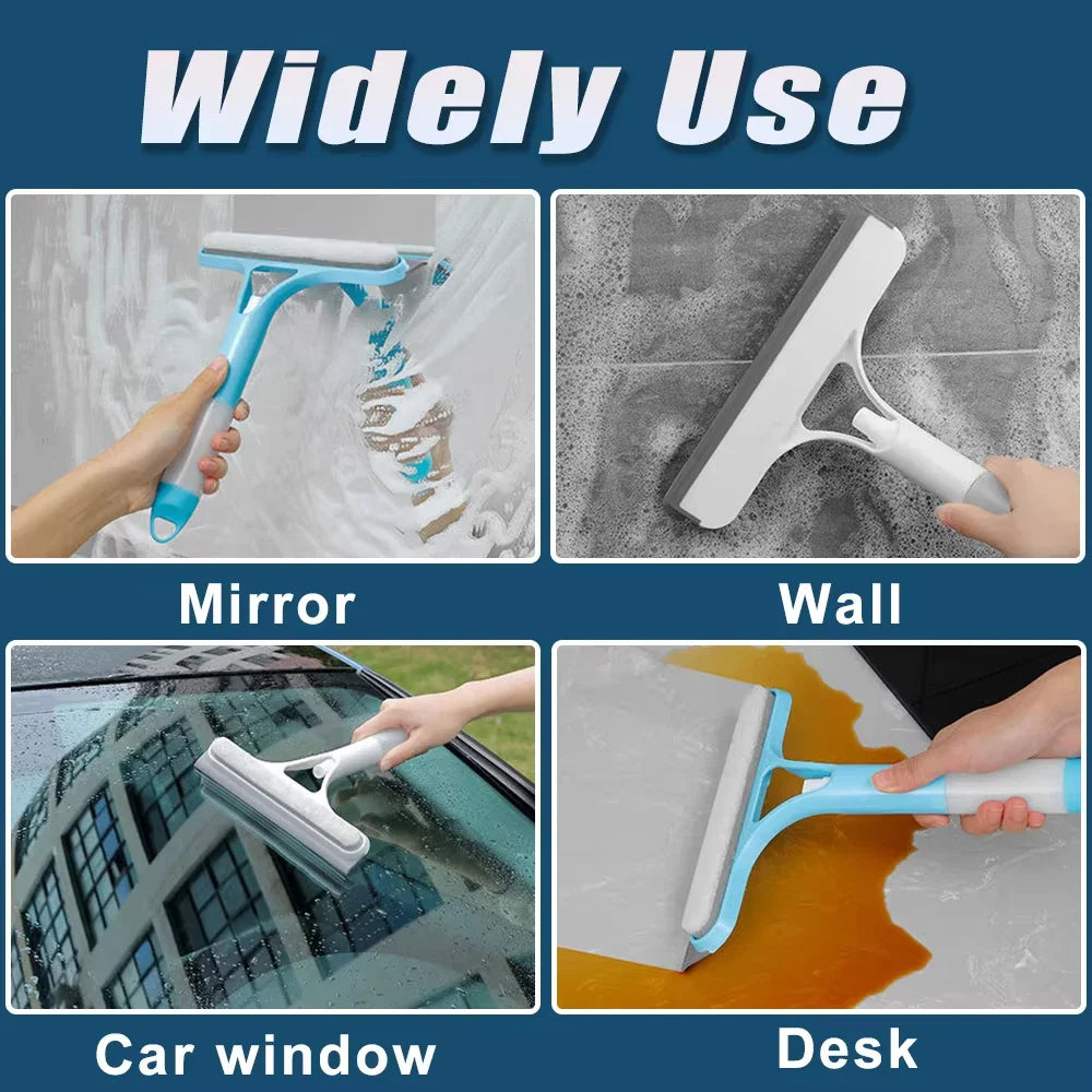3-In-1 Shower Scraper Cleaner Car Glass Cleaning Mirror with Watering Can Squeegee Cleaning Brush Automotive Rubber Brush