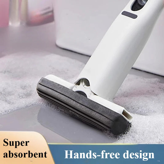 Compact Handheld Mop with Self-Squeezing Sponge for Efficient Home Cleaning of Floors, Desks, Windows, and Cars