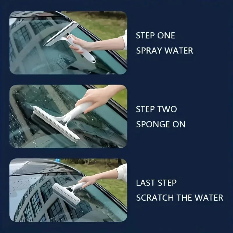 3-In-1 Shower Scraper Cleaner Car Glass Cleaning Mirror with Watering Can Squeegee Cleaning Brush Automotive Rubber Brush