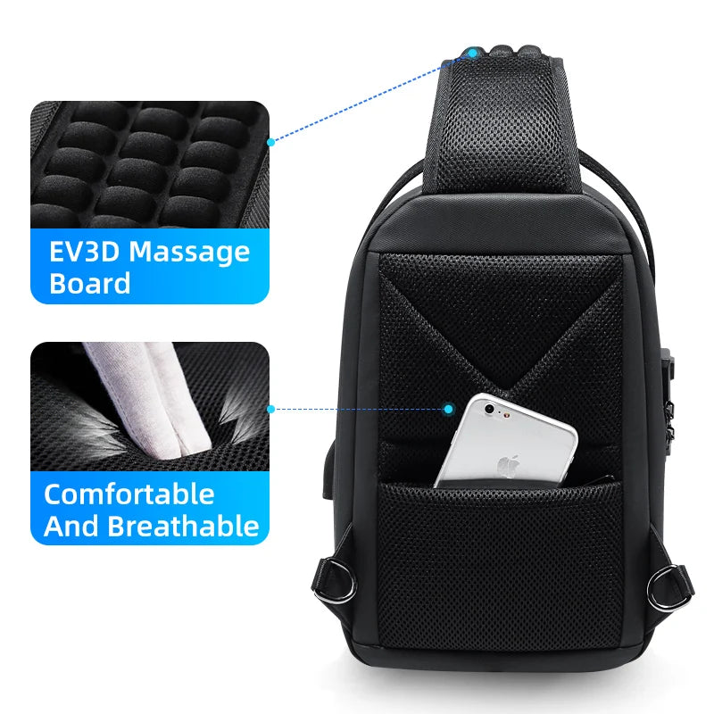 Men's Multifunctional Anti-Theft Waterproof Crossbody Shoulder Bag with USB Charging for Casual Short Trips