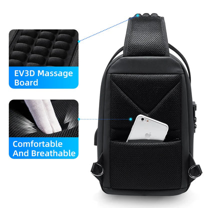 Men's Multifunctional Anti-Theft Waterproof Crossbody Shoulder Bag with USB Charging for Casual Short Trips