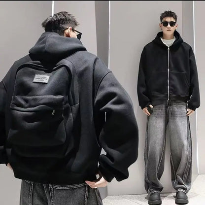 Autumn Winter New Women Hoodie Solid Back Small Bag Design Sweatshirt Trendy Female Brand Jacket Loose Hooded for Woman Coats