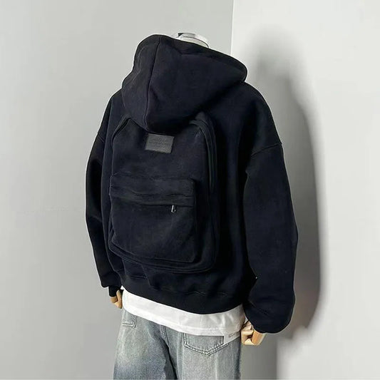 Autumn Winter New Women Hoodie Solid Back Small Bag Design Sweatshirt Trendy Female Brand Jacket Loose Hooded for Woman Coats